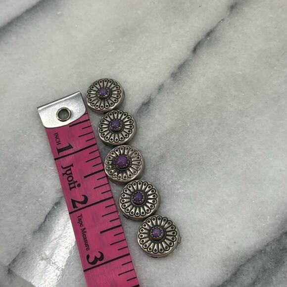 Vintage Sterling silver Navajo purple turquoise button covers - Picture 5 of 5